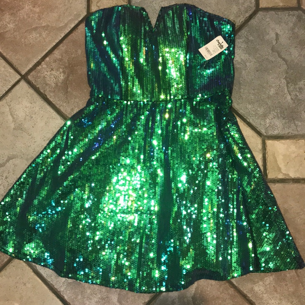 Charlotte Russe Sequin Night Muse Strapless Dress